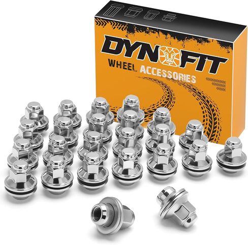 Dynofit 14x1.5 Wheel Lug Nuts Compatible with Toyota Lexus,OEM Mag Washer for Tacoma 4Runner Land Cruiser Sequoia LX600,One-Piece Design 21mm Hex Lug Nuts,Replace OE 90942-A1007|01121 (24PCS Black) in Saudi Arabia