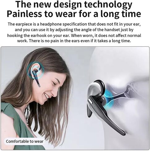 Wireless Headset with Mic for Work | Single-Eart Lightweight Earhook Design, IP55 Waterproof, 8H Battery for Driving, Music & Business Calls in Kuwait