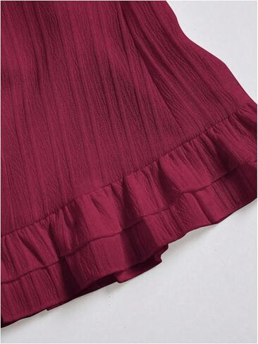 Floerns Women's Cute Puff Sleeve Blouse Top Ruched Bust Bow Tie Button Up Going Out Shirts in Saudi Arabia