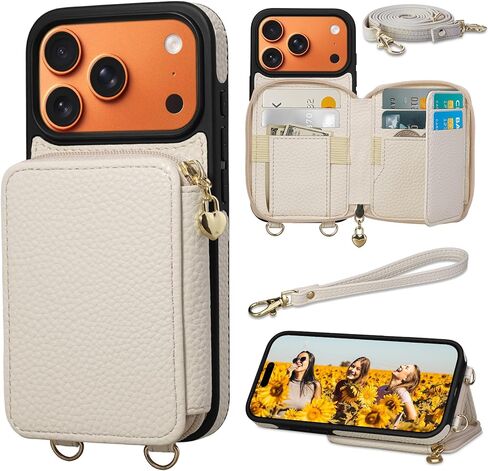 حقيبة Keallce for iPhone 17 Pro Max 6.9 '' Case Wallet ، محفظة سحاب Crossbody مع فتحات بطاقة حظر RFID Kickstand ، Lanyard و Phansstrap Flip Folio Leather Phone for iPhone 17 Pro Max ، Purple in Kuwait