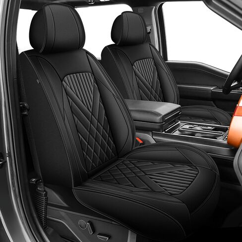 Seat Covers Fit for Ford F150 2009-2023 2024 2025 - F250/F350/F450 2017-2024 2025 Waterproof Leather Pickup Truck Seat Protectors(Full Set,Black & Grey) in Kuwait