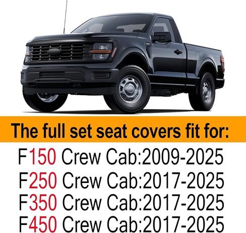 Seat Covers Fit for Ford F150 2009-2023 2024 2025 - F250/F350/F450 2017-2024 2025 Waterproof Leather Pickup Truck Seat Protectors(Full Set,Black & Grey) in Saudi Arabia