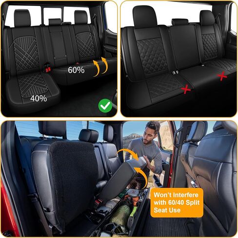 Seat Covers Fit for Ford F150 2009-2023 2024 2025 - F250/F350/F450 2017-2024 2025 Waterproof Leather Pickup Truck Seat Protectors(Full Set,Black & Grey) in Kuwait