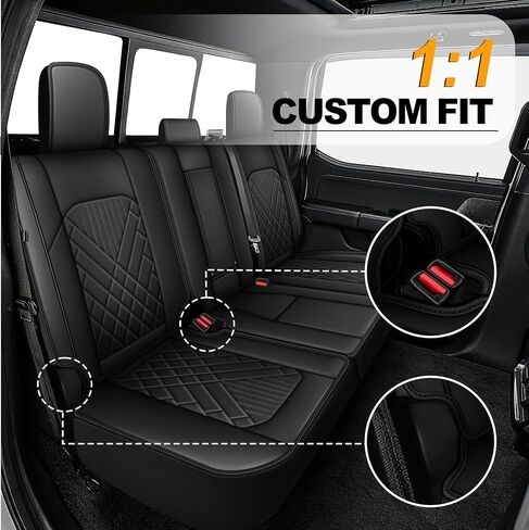 Seat Covers Fit for Ford F150 2009-2023 2024 2025 - F250/F350/F450 2017-2024 2025 Waterproof Leather Pickup Truck Seat Protectors(Full Set,Black & Grey) in Kuwait