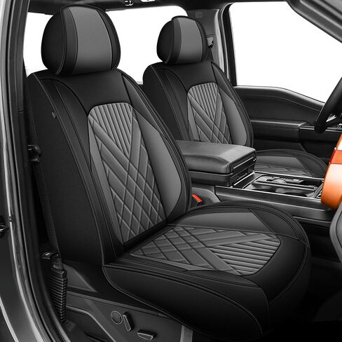 Seat Covers Fit for Ford F150 2009-2023 2024 2025 - F250/F350/F450 2017-2024 2025 Waterproof Leather Pickup Truck Seat Protectors(Full Set,Black & Grey) in Saudi Arabia