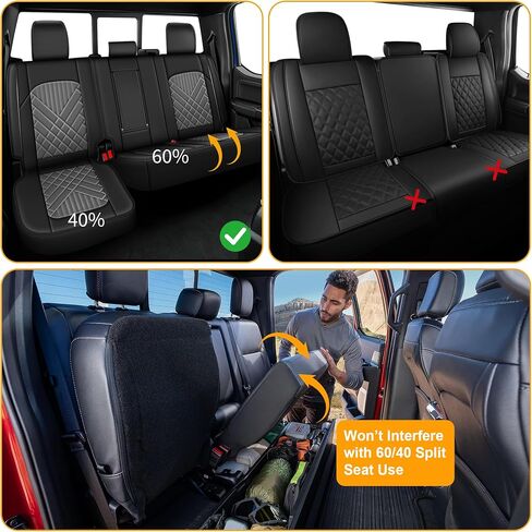 Seat Covers Fit for Ford F150 2009-2023 2024 2025 - F250/F350/F450 2017-2024 2025 Waterproof Leather Pickup Truck Seat Protectors(Full Set,Black & Grey) in Saudi Arabia