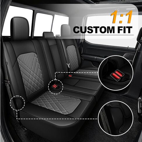 Seat Covers Fit for Ford F150 2009-2023 2024 2025 - F250/F350/F450 2017-2024 2025 Waterproof Leather Pickup Truck Seat Protectors(Full Set,Black & Grey) in Saudi Arabia