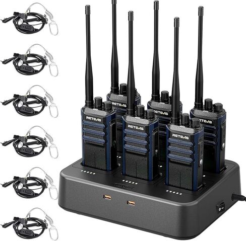 Retevis RT86S Heavy Duty 2-Way Radios (6-Pack) – Long Range Walkie Talkies with Group Call,NOAA, Emergency Alarm, 2600mAh Battery & 6-Port Charging Dock,Type-C Charging for Commercial, Industrial Use in Saudi Arabia