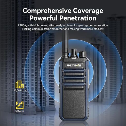 Retevis RT86S Heavy Duty 2-Way Radios (6-Pack) – Long Range Walkie Talkies with Group Call,NOAA, Emergency Alarm, 2600mAh Battery & 6-Port Charging Dock,Type-C Charging for Commercial, Industrial Use in Saudi Arabia