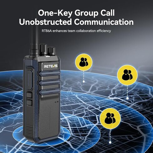 Retevis RT86S Heavy Duty 2-Way Radios (6-Pack) – Long Range Walkie Talkies with Group Call,NOAA, Emergency Alarm, 2600mAh Battery & 6-Port Charging Dock,Type-C Charging for Commercial, Industrial Use in Saudi Arabia