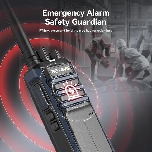 Retevis RT86S Heavy Duty 2-Way Radios (6-Pack) – Long Range Walkie Talkies with Group Call,NOAA, Emergency Alarm, 2600mAh Battery & 6-Port Charging Dock,Type-C Charging for Commercial, Industrial Use in Saudi Arabia