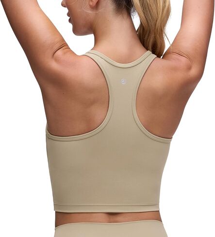 حمالة صدر رياضية للسيدات من CRZ YOGA Butterluxe على شكل Y-Back Racerback Longline - سترة علوية مبطنة برقبة واسعة للتمرين مع حمالة صدر مدمجة in Kuwait