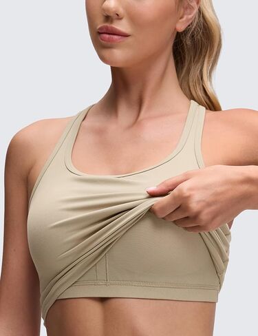 حمالة صدر رياضية للسيدات من CRZ YOGA Butterluxe على شكل Y-Back Racerback Longline - سترة علوية مبطنة برقبة واسعة للتمرين مع حمالة صدر مدمجة in Kuwait