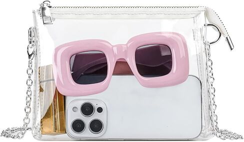Clear Crossbody Bag, Stadium Approved Clear Purse Bag with Zippers for Concerts Sports Events Festivals in Saudi Arabia