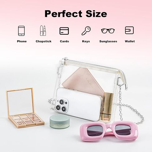 Clear Crossbody Bag, Stadium Approved Clear Purse Bag with Zippers for Concerts Sports Events Festivals in Saudi Arabia