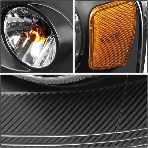 Auto Dynasty Headlight Lamps Compatible with Ford F150 Lincoln Mark LT 2004-2008, FO2503201 OE Style Passenger/Right Side, Chrome Housing Amber Corner in Saudi Arabia