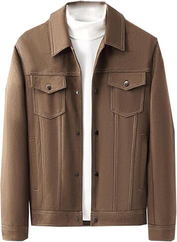 Cromoncent Men's Suede Jacket Vintage Fashion Trucker Coat in Saudi Arabia