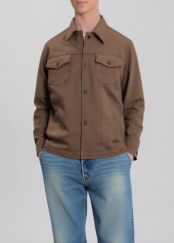 Cromoncent Men's Suede Jacket Vintage Fashion Trucker Coat in Saudi Arabia