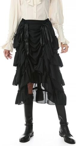 Cacycasa Womens Steampunk Victorian Cosplay Costume High-Low Show Skirt in Kuwait