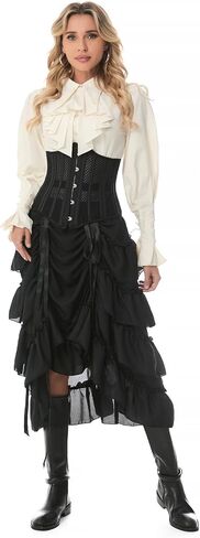 Cacycasa Womens Steampunk Victorian Cosplay Costume High-Low Show Skirt in Kuwait