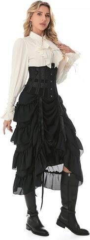 Cacycasa Womens Steampunk Victorian Cosplay Costume High-Low Show Skirt in Kuwait