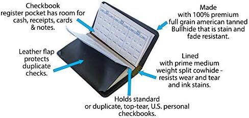 Oberon Design Bold Celtic Embossed Genuine Leather Checkbook Cover, 3.5x6.5 Inches, Black, Made in the USA in Kuwait