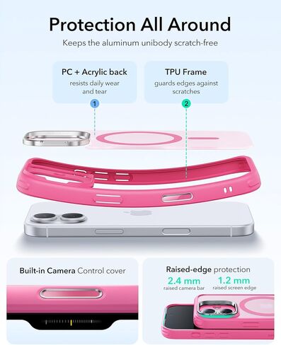 ESR for iPhone 17 Pro Max Case مع حامل ، غطاء التحكم في الكاميرا متوافق مع Magsafe ، حافظة الهاتف المغناطيسي من الدرجة العسكرية ، الغطاء الخلفي المقاوم للخدش ، Orange Frosted Orange in Kuwait