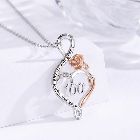 هدايا عيد الميلاد السادس عشر للنساء الحلو 16 سنة قلادة 925 الفضة الاسترليني روز زهرة القلب إنفينيتي قلادة مجوهرات هدية عيد ميلاد لحفيدة ابنة تبلغ من العمر ستة عشر عاما in Saudi Arabia