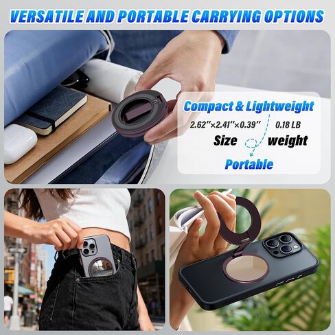 حامل الهاتف لـ Magsafe [3 من جانب 4200GF أقوى مغناطيسي] مقبس موسيقى البوب ​​متعدد الأجل لأجهزة iPhone/Android/أقراص مع حلقة معدنية ، هاتف حلقة محمولة قابلة للطي للمكتب/Office/Gym in Kuwait
