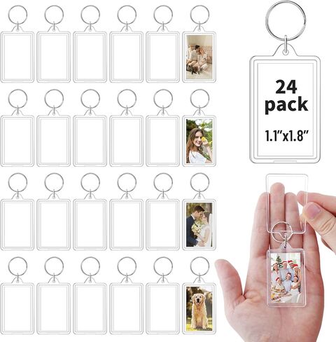 Photo Keychain 1.8 x 1.1 inch, Acrylic Clear Blank Picture Frame Keyring for DIY Craft Personalised Favor Gift in Kuwait