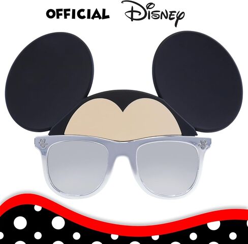 إكسسوار أزياء النظارات الشمسية الرسمية من ديزني ديزي داك من شركة Sun-Staches، عدسات UV400، إطارات صفراء مع قناع القوس الوردي، مقاس واحد يناسب الجميع in Kuwait