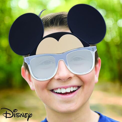 إكسسوار أزياء النظارات الشمسية الرسمية من ديزني ديزي داك من شركة Sun-Staches، عدسات UV400، إطارات صفراء مع قناع القوس الوردي، مقاس واحد يناسب الجميع in Kuwait