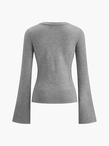 Women's Cardigan Sweater Round Neck Fitted Long Sleeve Lightweight Warm Knit Top in Kuwait