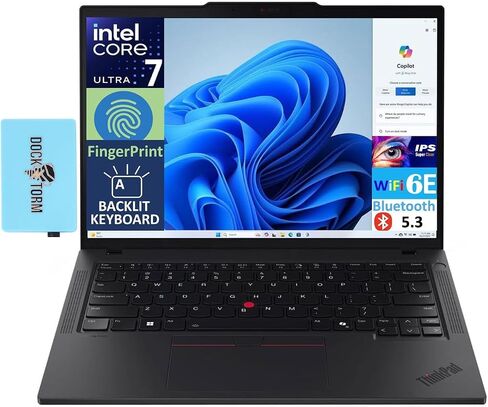Lenovo ThinkPad T14 Gen 5 AI Business Laptop 14.0" IPS FHD+ (Intel Core Ultra 7 155U(>i7-13700H), 32GB DDR5, 1TB SSD, Copilot, Backlit KB, Fingerprint, 2 Thunderbolt 4, 5MP Webcam, DKZ Hub, Win11P) in Saudi Arabia