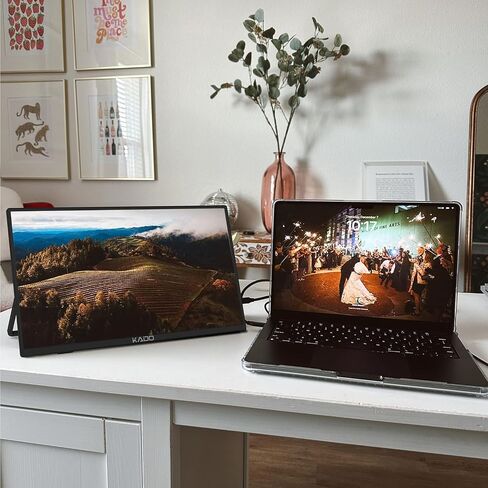 كادو 15.6 "مراقبة محمولة FHD للكمبيوتر المحمول ، 1080p الشاشة الثانية IPS 1920x1080 HDMI USB-C Screens Extender ، يحمل الأكمام 180 درجة Kickstand للكمبيوتر الشخصي ، MAC ، DEX ، الكمبيوتر اللوحي ، Xbox ، PS4/PS5 ، Switch Switch in Kuwait