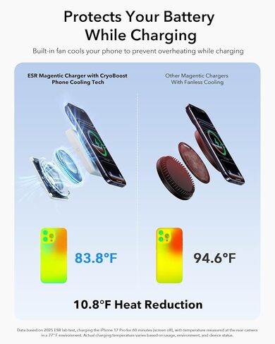 ESR لمحطة شحن 3-in-1 ، QI2.2 معتمدة من 25W Magsafe Charger Stand مع Cryoboost ، محطة شحن سريع للهاتف ، من أجل iPhone 17/16/15/14/13/12 ، AirPods ، Apple Watch ، Black in Saudi Arabia