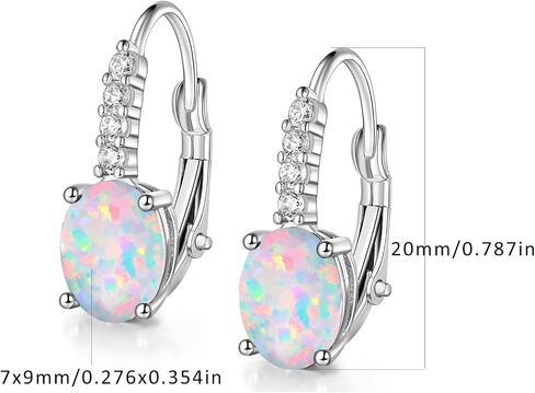 Drop Earrings for Women|6x8mm Oval-shaped Gemstone Halo CZ Dangle Earrings|18K White Gold Plated Drop Earrings Hypoallergenic Jewelry Gift in Saudi Arabia