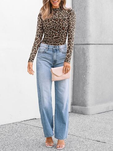 LILLUSORY Womens Long Sleeve Mesh Tops Mock Neck See Through Lace Shirts Sheer Going Out Sexy 2025 Fall Fashion Outfits in Saudi Arabia