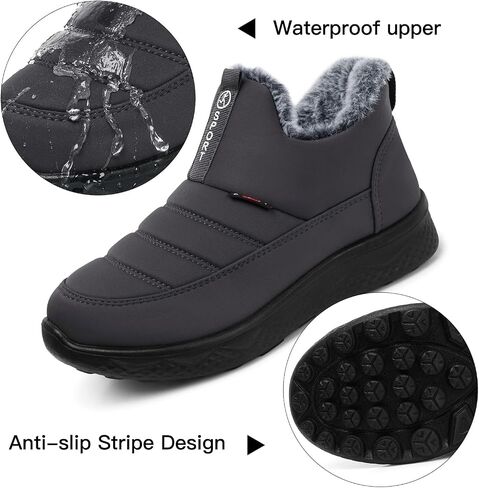 Women Winter Snow Boots: Slip on Fur Warm Insulated Ankle Boot | Waterproof Fur Lined Short Comfort Walking Non Slip Womens Booties - Outdoor Cold Weather Work Shoes for Stay Warm All Day in Saudi Arabia