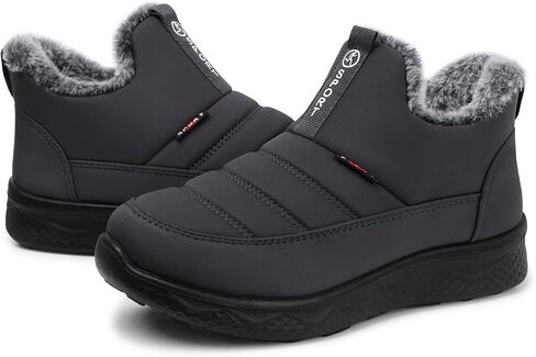 Women Winter Snow Boots: Slip on Fur Warm Insulated Ankle Boot | Waterproof Fur Lined Short Comfort Walking Non Slip Womens Booties - Outdoor Cold Weather Work Shoes for Stay Warm All Day in Saudi Arabia