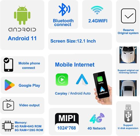 Asvege 12.1 Car Radio Toyota Tundra 2014-2019 Tesla Screen Multimedia Player Maving Stereo WiFi Wireless Carplay Android Auto Bluetooth WiFi Camera in Saudi Arabia