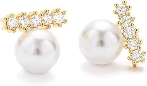 Star Earrings Dainty 14K Gold Plated Sterling Silver Post Pearl Stud Earrings Jewelry in Saudi Arabia