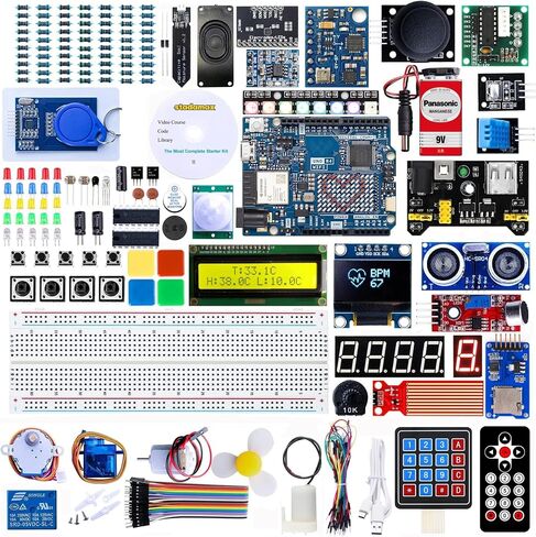 UNO R3 Kit Mega328 Tutorial Compatible with Arduino IDE 40 in 1 Electronics Circuit Breadboard Engineering Kit for Kids and Engineers, 720P Video Courses and Online Technical Support for Beginners in Saudi Arabia
