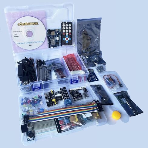 UNO R3 Kit Mega328 Tutorial Compatible with Arduino IDE 40 in 1 Electronics Circuit Breadboard Engineering Kit for Kids and Engineers, 720P Video Courses and Online Technical Support for Beginners in Saudi Arabia
