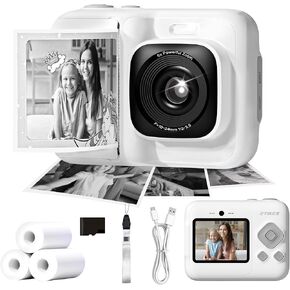 Kids Camera, 1080P Instant Digital Print Camera for Kids, Christmas Birthday Gifts for 4 5 6 7 8 9 10 Year Old Girls Boys, Portable Toy with 32GB SD Card & 3 Rolls Printing Paper, Blue in Kuwait