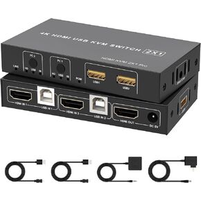 5G USB3.0 KVM Switch HDMI 8K@60Hz for 4 Computers Share 1 Monitor, KVM Switch 4 Port with 3 USB 3.0 and 1 USB-C Ports Share Keyboard Mouse, Support Button Switch, Plug and Play in Saudi Arabia