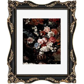 إطار صورة أسود عتيق مقاس 8 × 10 مع حصيرة للصور مقاس 5 × 7 أو 8 × 10، إطارات فيكتورية قوطية باروكية مزخرفة، سطح الطاولة أو الحائط، لمسة ديكور منزلي عتيقة in Kuwait