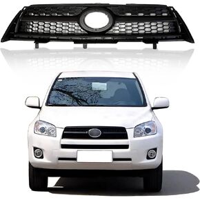 Front Bumper Grille Assembly Compatible With 2009-2012 Toyota RAV4 Base/Sport Model Black With Chrome Trim ABS Insert Grill Replacement TO1200315/531010R010 in Kuwait