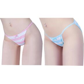 FASXIR Japanese Style Cute Striped Cotton Thong Pouch Bikini Underwear Briefs Cosplay Panties for Women Men Pack of 2 in Saudi Arabia
