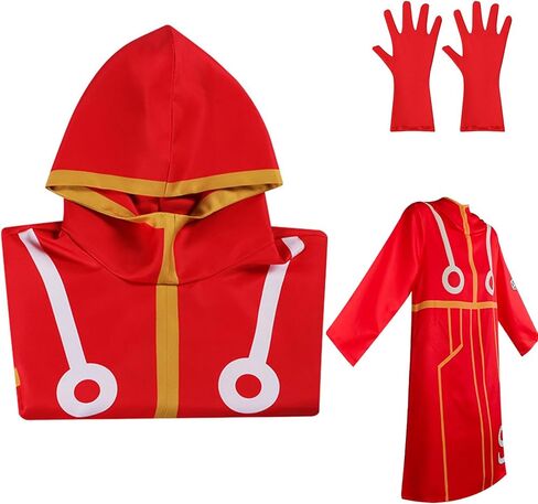 Adult Unisex Anime Men Red Hooded Jacket Cosplay Costume Long Coat Robe Cloak Cape Halloween Outfit with Gloves Hat in Saudi Arabia
